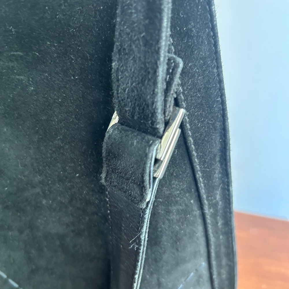 Vintage Salvatore Ferragamo Black Suede & Leather Shoulder Bag – Made in Italy - Picture 7 of 12